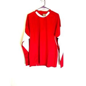 Warrior Red White Long Sleeve Polyester Athletic Shirt M Casual Active Sports